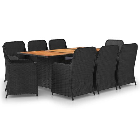 vidaXL Ensemble à dîner de jardin 9 Pièces Résine tressée Noir