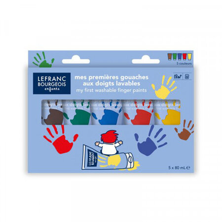 Peinture gouache aux doigts - lot de 5 tubes - lefranc & bourgeois