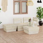 vidaXL Salon de jardin palette 4 Pièces Bois d'épicéa imprégné