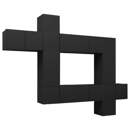 vidaXL Ensemble de meuble TV 10 Pièces Noir Aggloméré