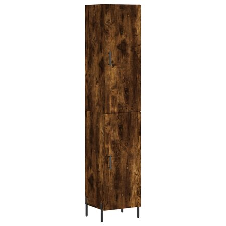 vidaXL Buffet haut Chêne fumé 34 5x34x180 cm Bois d'ingénierie