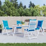 vidaXL Coussins de chaise de jardin à dossier haut lot de 4 bleu tissu