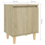 vidaXL Tables de chevet pieds en bois 2 Pièces Chêne sonoma 40x30x50 cm