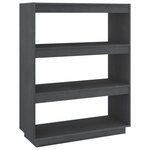 vidaXL Bibliothèque/Séparateur de pièce Gris 80x35x103 cm Pin massif