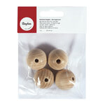 Boules en bois ø 30 mm - percées 6 mm - 4 pièces