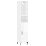 vidaXL Buffet haut Blanc brillant 34 5x34x180 cm Bois d'ingénierie