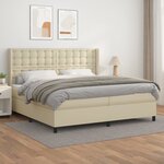 vidaXL Lit à sommier tapissier avec matelas Crème 200x200cm Similicuir
