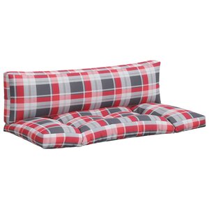 vidaXL Coussins de palette 2 Pièces motif à carreaux rouge tissu