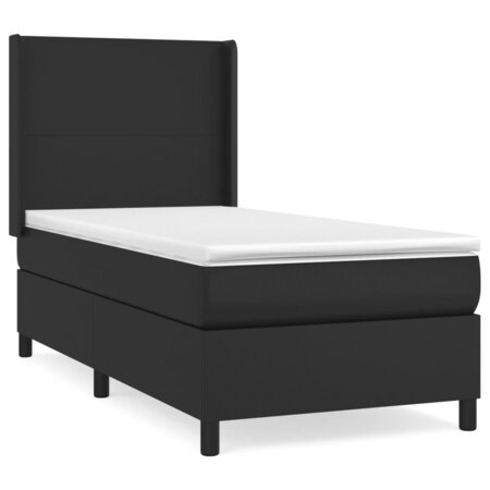 vidaXL Lit à sommier tapissier avec matelas Noir 90x190 cm Similicuir