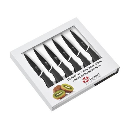 PRADEL EXCELLENCE Coffret de 6 couteaux a steak CC006N lame 10cm noir