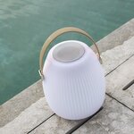 Lampe enceinte bluetooth sans fil mini may play beige polyéthylène h23cm