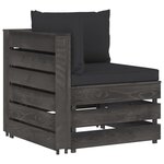 vidaXL Salon de jardin 7 Pièces avec coussins Bois imprégné de gris