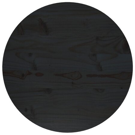 vidaXL Dessus de table Noir Ø50x2 5 cm Bois de pin massif