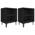 vidaXL Tables de chevet pieds en métal 2 Pièces Noir 40x30x50 cm