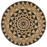 vidaXL Tapis fait à la main Jute avec imprimé noir 90 cm