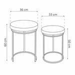 Rousseau Ensemble tables d'appoint 2 Pièces Cameo Métal Noir et doré