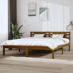 vidaXL Cadre de lit Marron miel Bois massif 180x200 cm Super King