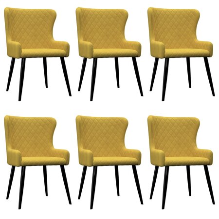 vidaXL Chaises à manger lot de 6 jaune velours