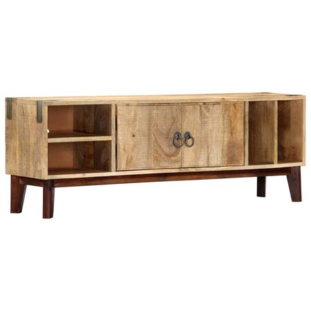 vidaXL Meuble TV 130x30x46 cm Bois massif de manguier brut