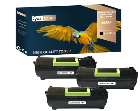 Qualitoner lot de x3 toners 600lot de xa noir compatible pour lexmark