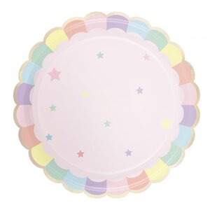 Assiettes Festonnees 23cm Rose Pastel X 8
