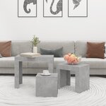 vidaXL Tables basses gigognes 3 Pièces Gris béton Aggloméré