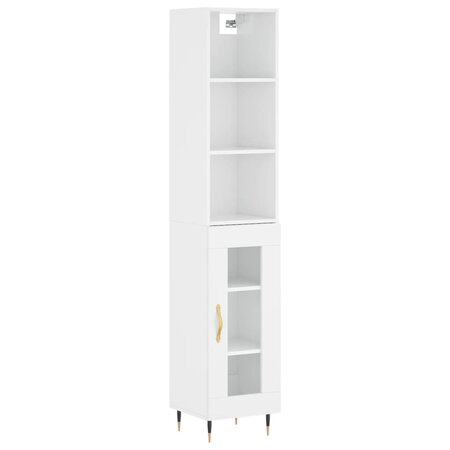 vidaXL Buffet haut Blanc brillant 34 5x34x180 cm Bois d'ingénierie