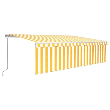 vidaXL Auvent rétractable manuel avec store 5x3 m Jaune et blanc