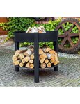 Brasero de jardin SOLAFA XL avec range bois en acier