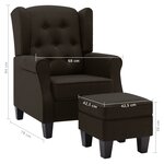 vidaXL Fauteuil avec repose-pied Marron foncé Tissu