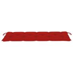 vidaXL Banc de jardin avec coussin rouge 150 cm Bois de teck massif