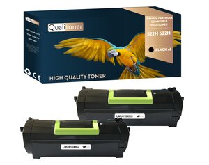 Qualitoner lot de x2 toners 522h 622h noir compatible pour lexmark