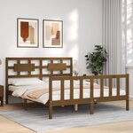 vidaXL Cadre de lit tête de lit marron miel King Size bois massif