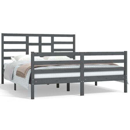 vidaXL Cadre de lit Gris Bois massif 160x200 cm