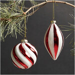 Boule de Noël en verre rouge et blanc Ø 8 cm
