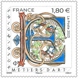 Timbre - Métiers d'art - Enlumineur - Lettre internationale