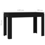 vidaXL Table de salle à manger Noir 120 x 60 x 76 cm Aggloméré