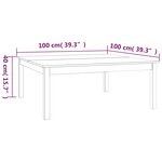vidaXL Table basse Noir 100x100x40 cm Bois massif de pin