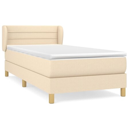 vidaXL Lit à sommier tapissier avec matelas Crème 100x200 cm Tissu