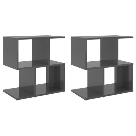 vidaXL Tables de chevet 2 Pièces Gris brillant 50x30x51 5 cm Aggloméré