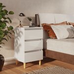 vidaXL Table de chevet avec pieds en bois Blanc brillant 40x35x69 cm