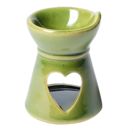 Brûle-parfum coeur en céramique verte