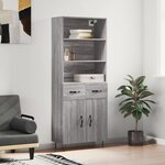 vidaXL Buffet haut Sonoma gris 69 5x34x180 cm Bois d'ingénierie