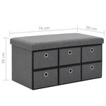 vidaXL Banc de rangement pliable Faux lin 76 x 38 x 38 cm Gris foncé
