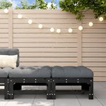 vidaXL Repose-pieds de jardin et coussins 2Pièces noir bois de pin massif