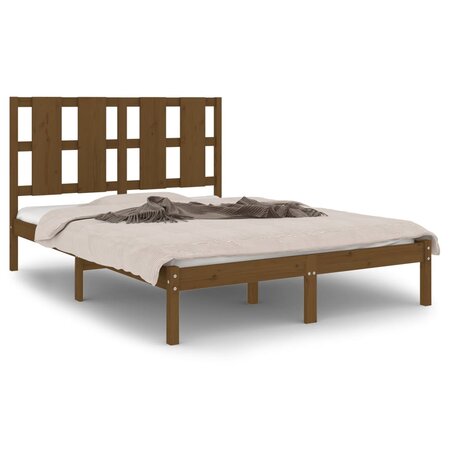 vidaXL Cadre de lit Marron miel Bois de pin massif 120x200 cm
