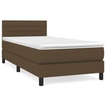 vidaXL Lit à sommier tapissier avec matelas Marron foncé 100x200 cm