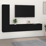 vidaXL Ensemble de meubles TV 4 Pièces Noir Bois d'ingénierie