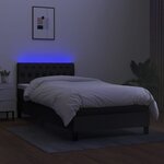 vidaXL Sommier tapissier avec matelas et LED Noir 90x200 cm Tissu