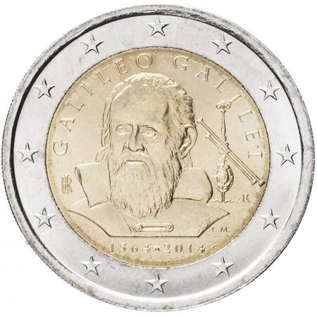 Pièce de monnaie 2 euro commémorative Italie 2014 – Galilée